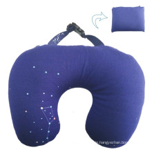 Foldable U Shape Travel Neck Pillow Filled With Polystyrene Beads / Custom Neck Travel Pillow